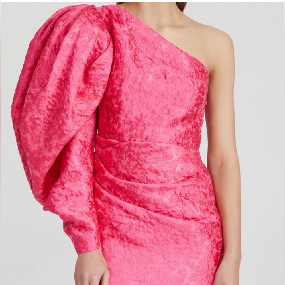 Acler Vibrant Pink Textured One-Shoulder Dress